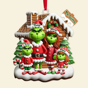 Personalized Gifts For Family Acrylic Ornament, Green Cartoon Character 01TGPU261124 - Ornament - GoDuckee