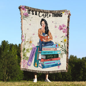 Gift For Book Lover, Personalized Woven Blanket, Girl Reading Book Blanket 02HUHN230923TM - Blanket - GoDuckee