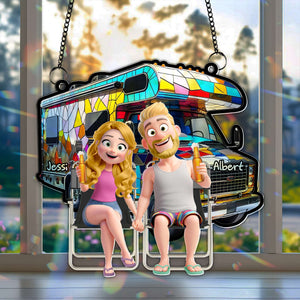 Couple With Colorful Motorized RV Suncatcher - Personalized Gifts For Couple 01TGLU140725 - Ornament - GoDuckee