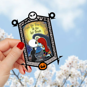 Personalized Gifts for Couple, Cartoon couple kissing under the moonlight acrylic suncatcher 02TOQN130824 - Ornament - GoDuckee