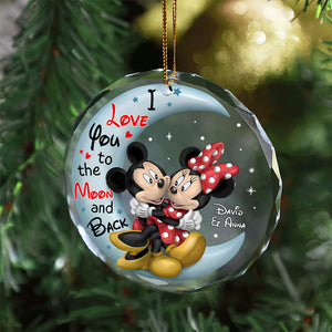 Personalized Gifts For Couple Crystal Ornament, Cartoon Mouse Couple 04NATN120824 - Ornament - GoDuckee