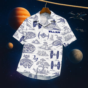 Galactic Toile Hawaiian Shirt - Personalized Gifts For Galaxy Lovers 02naqn040725 - Hawaiian Shirts - GoDuckee