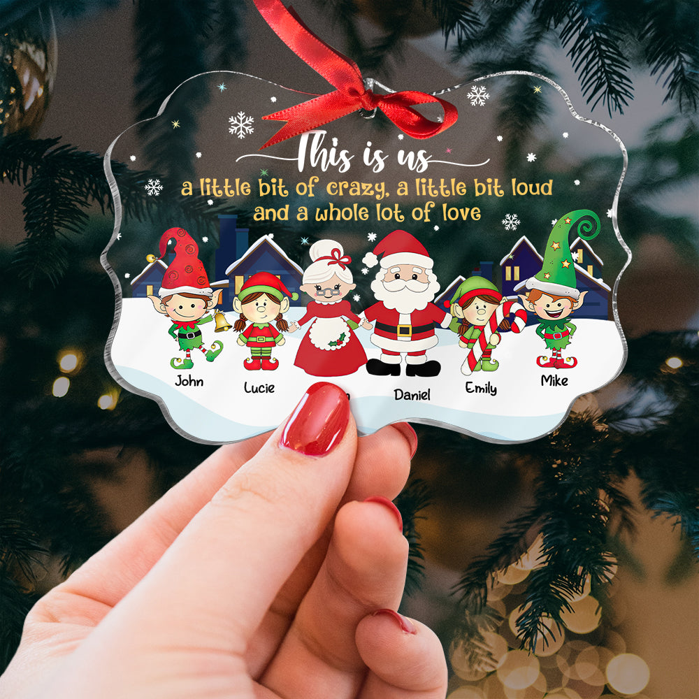 This Is Us, Family Gift, Personalized Acrylic Ornament, Santa Family Ornament, Christmas Gift 01OHHN140923 - Ornament - GoDuckee