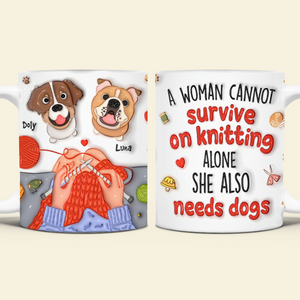 Personalized Gifts For Knitting Dog Lady Coffee Mug, Cute Inflated Effect 02qhpu060924 - Coffee Mug - GoDuckee