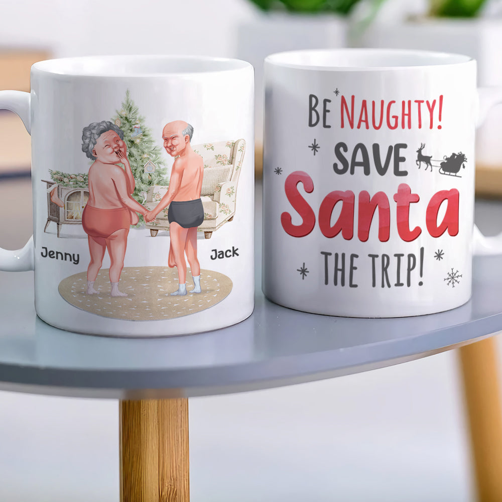 Naughty & Nice Personalized Christmas Coffee Mugs Set