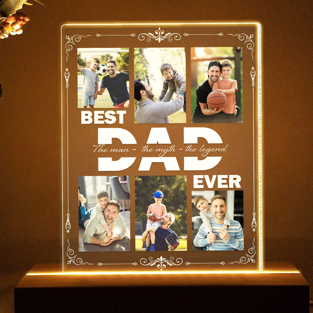 Personalized Photo Night Light, Personalized Gifts, Bedroom Night Light, Gift for Dad, Best Dad Ever, Custom Name Light - Led Night Light - GoDuckee