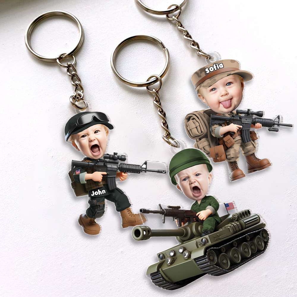 Custom Photo Gifts For Military Kid Keychain 01OHMH061224 - Keychains - GoDuckee