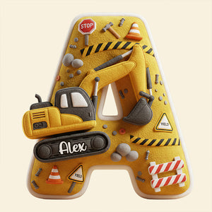 Excavator Alphabet Pillow - Personalized Gifts For Construction Lovers 02PGDT051225 - Pillow - GoDuckee