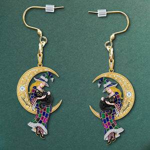 Black Cat & Witch Acrylic Earrings – Personalized Gifts For Witch Lovers 03naqn110725 - Earrings - GoDuckee