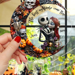 Personalized Halloween Gifts For Couple Suncatcher Ornament 03nadc210824 Skull Couple - Ornament - GoDuckee