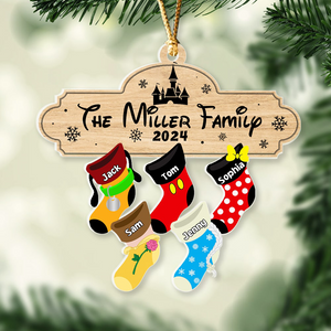 Christmas Family Socks Ornament - Personalized Cartoon Ornament - Ornament - GoDuckee