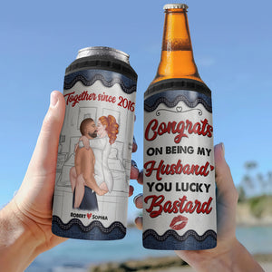 Drinking Buddies Husband Wife - Couple Personalized Custom 4 In 1 Can  Cooler Tumbler - Gift For Husband Wife, Anniversary