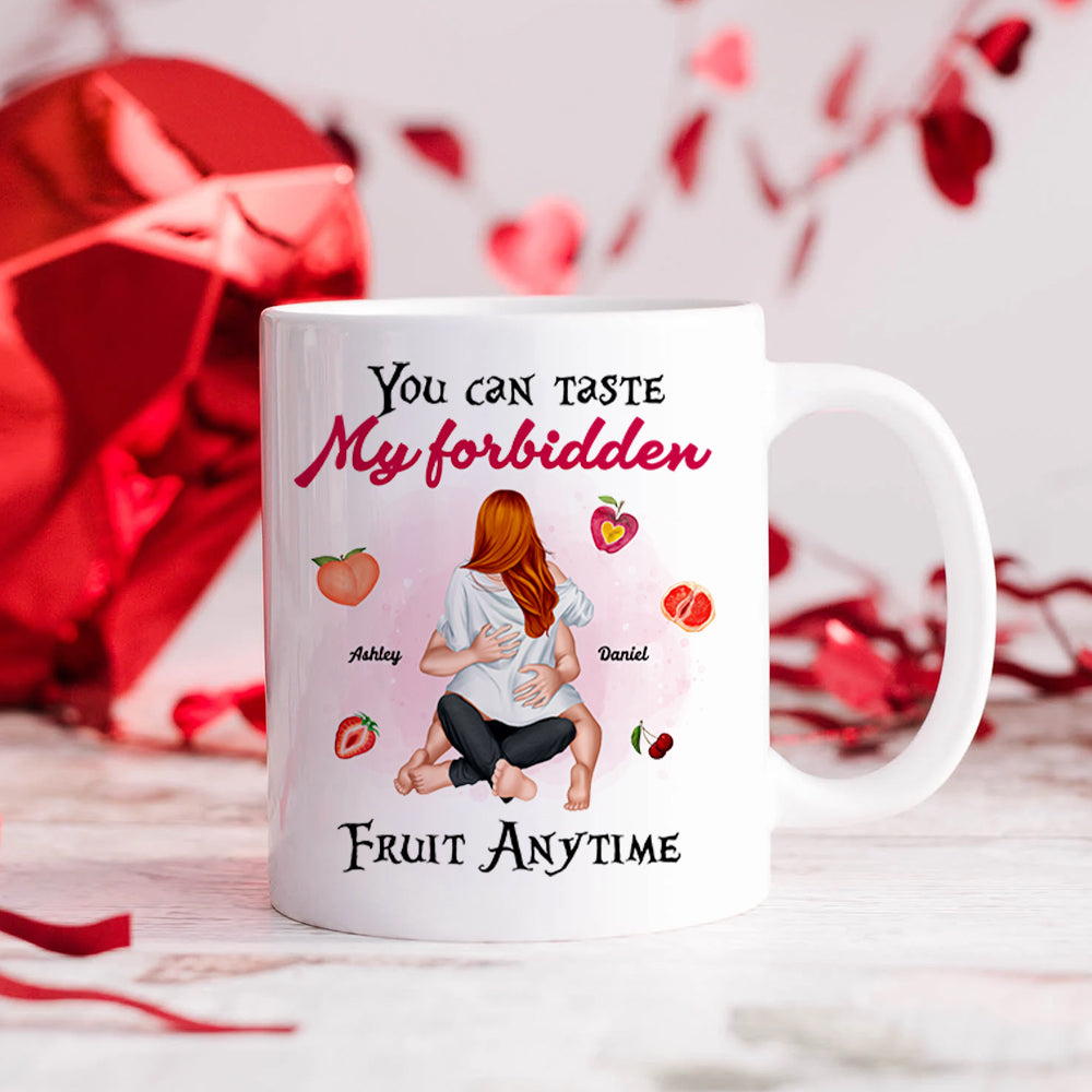 Couple Taste My Forbidden Fruit Anytime, Personalized Couple Coffee Mug, Naughty Gift For Him - Coffee Mug - GoDuckee