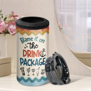 Blame It On The Drink Package, Gift For Friends, Personalized Can Cooler, Cruising Friends Can Cooler, Summer Gift - Can Cooler - GoDuckee