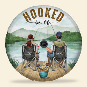 Hooked For Life - Personalized Couple Tire Cover Gift For Couple Fishing Lovers - Tire Cover - GoDuckee