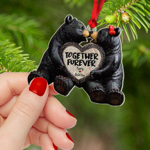 Bear Couple Hugging Together Furever Personalized Flat Acrylic Ornament,Christmas Gift Idea For Couple 04QHHN071123 - Ornament - GoDuckee