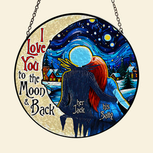 Personalized Gifts For Couple Stained Glass To The Moon 01ACDT080824 - Ornament - GoDuckee