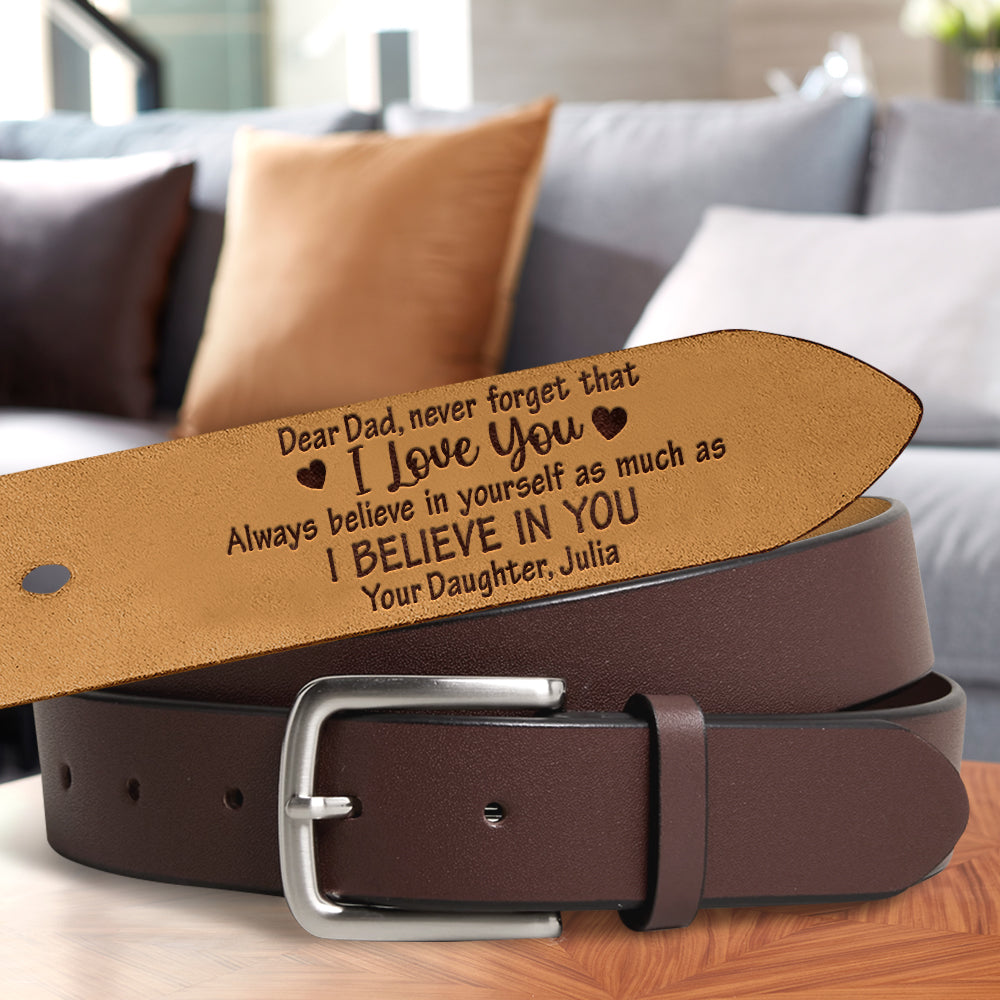 Personalized Gifts For Dad Secret Message Men's Belt We Love You Dad - Belts - GoDuckee