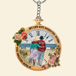 My Life Got Brighter When You Walked Into It-Gift For Couple-Personalized Keychain- Old Couple Vintage Watch Keychain - Keychains - GoDuckee