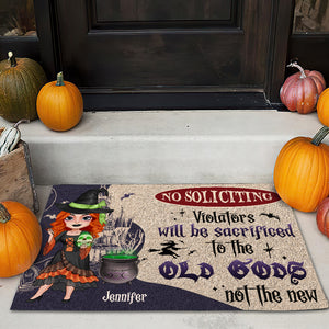 No Soliciting, Gift For Witch Lover, Personalized Doormat, Witchcraft Door Mat, Halloween Gift - Doormat - GoDuckee