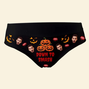 Custom Photo Gifts For Couple Boxer Briefs Halloween Pumpkin Smash Just Tip 03XQDT010824 - Boxer Briefs - GoDuckee