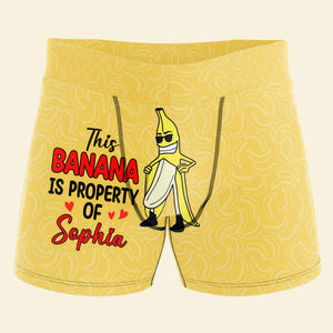 Personalized Gifts For Him Men's Boxers This Banana Is Property Of Funny Valentine's Gifts - Boxers & Briefs - GoDuckee