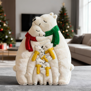 Ice Bear Family Hugging Pillow, Personalized Gifts For Family 03qhdt081125 - Pillow - GoDuckee