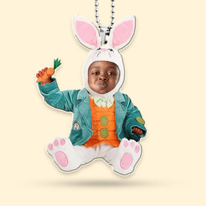 Custom Photo Gifts For Easter Baby Car Ornament Custom Face Easter Costume - Ornaments - GoDuckee