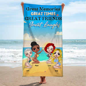 Great Memories, Great Times, Gift For Friends, Personalized Beach Towel, Beach Friends Drinking Towel, Summer Gift - Beach Towel - GoDuckee