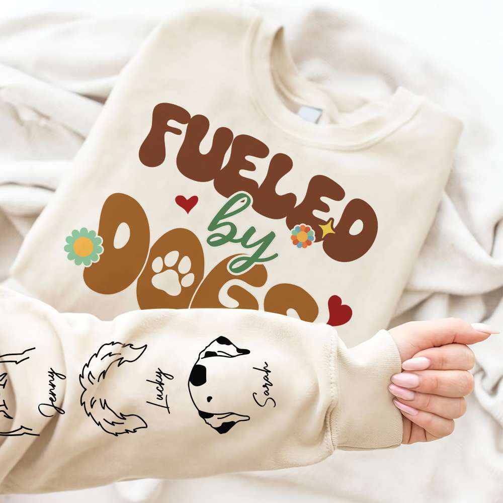 Dog Lover Fueled By Dogs Personalized Shirt, Gift For Dog Moms, Dog Dads - AOP Products - GoDuckee
