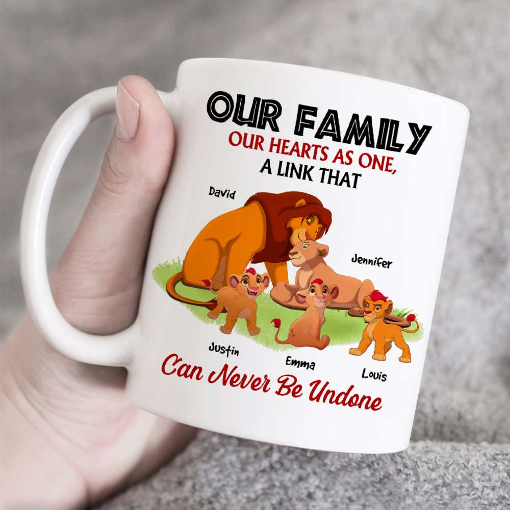 Our Family, Our Hearts As One, Family Gift, Personalized Mug, Lion Family Mug 01OHHN081223 - Coffee Mug - GoDuckee