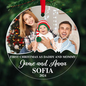 Custom Photo Gifts for Family Ornament 04XQDT240724 First Christmas Mom and Dad - Ornament - GoDuckee