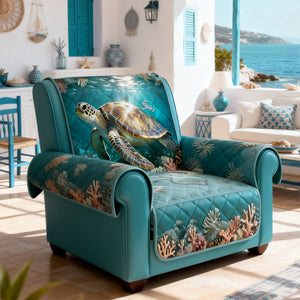 Sea Turtle Quilted Sofa Cover - Personalized Gifts 05KILU050226 - Sofa Cover - GoDuckee
