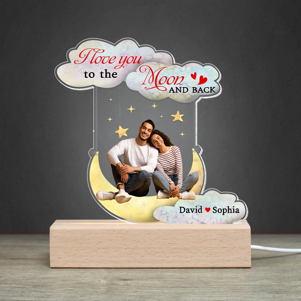 Personalized Gifts For Couple 3D Led Light I Love You To The Moon And Back - Led Night Light - GoDuckee