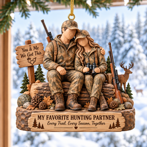 Hunting Partner Wood Effect Ornament - Personalized Gifts For Hunting Couple 02qhqn191026 - Ornament - GoDuckee