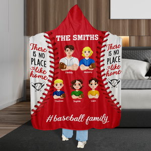 Personalized Gifts For Baseball Family Hooded Blanket, No Place Like Home 03TGPU061124HG - Blanket - GoDuckee