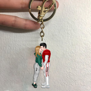Personalized Sport Couple Keychain Couple Kissing - Keychains - GoDuckee