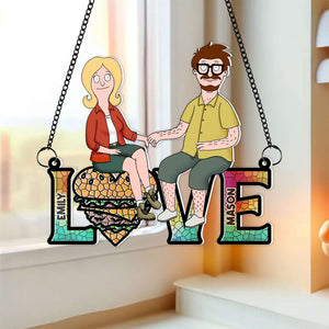 Personalized Gifts For Couple Window Hanging Suncatcher Ornament 03OHMH080225PA - Ornament - GoDuckee