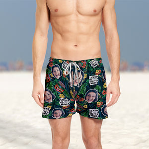 Couple Licked It So It's Mine Personalized Couple Beach Shorts - Beach Shorts - GoDuckee