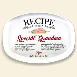 Recipe For A Special Grandma Personalized Resin Plate, Gift For Grandma - Resin Plate - GoDuckee