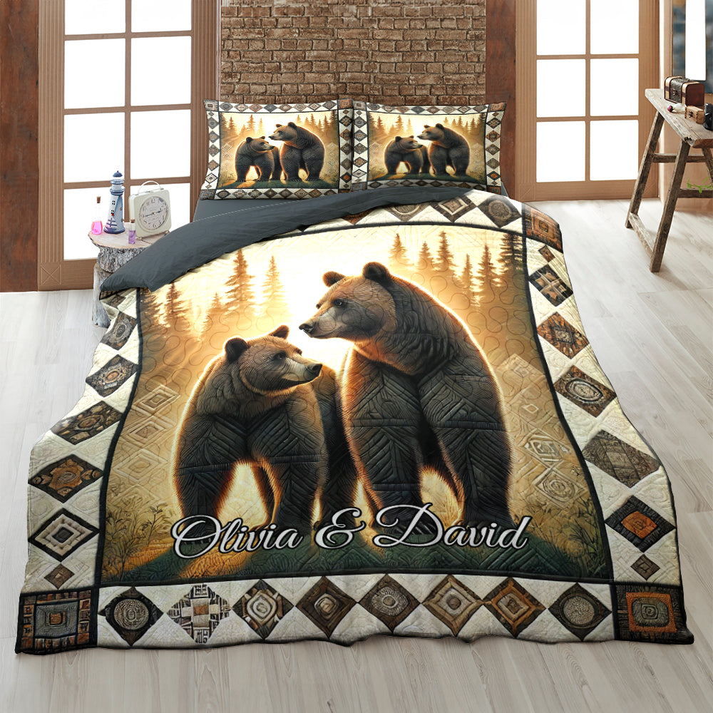 Personalized Gifts For Bear Couple Quilt Bedding Set 01KADT100125 - Blanket - GoDuckee