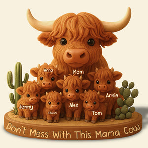Personalized Gifts For Mom Plaque Highland Cow Mama 03XQDT150425 - Shaped Plaques - GoDuckee
