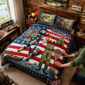 USA Fishing Quilt Bedding Set - Personalized Gifts For Fishing Lovers 05TYLU260326 - Blanket - GoDuckee