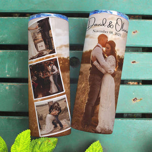 Custom Couple Photo, Personalized Skinny Tumbler, Vintage Couple Tumbler Gift For Him/Her - Tumbler Cup - GoDuckee