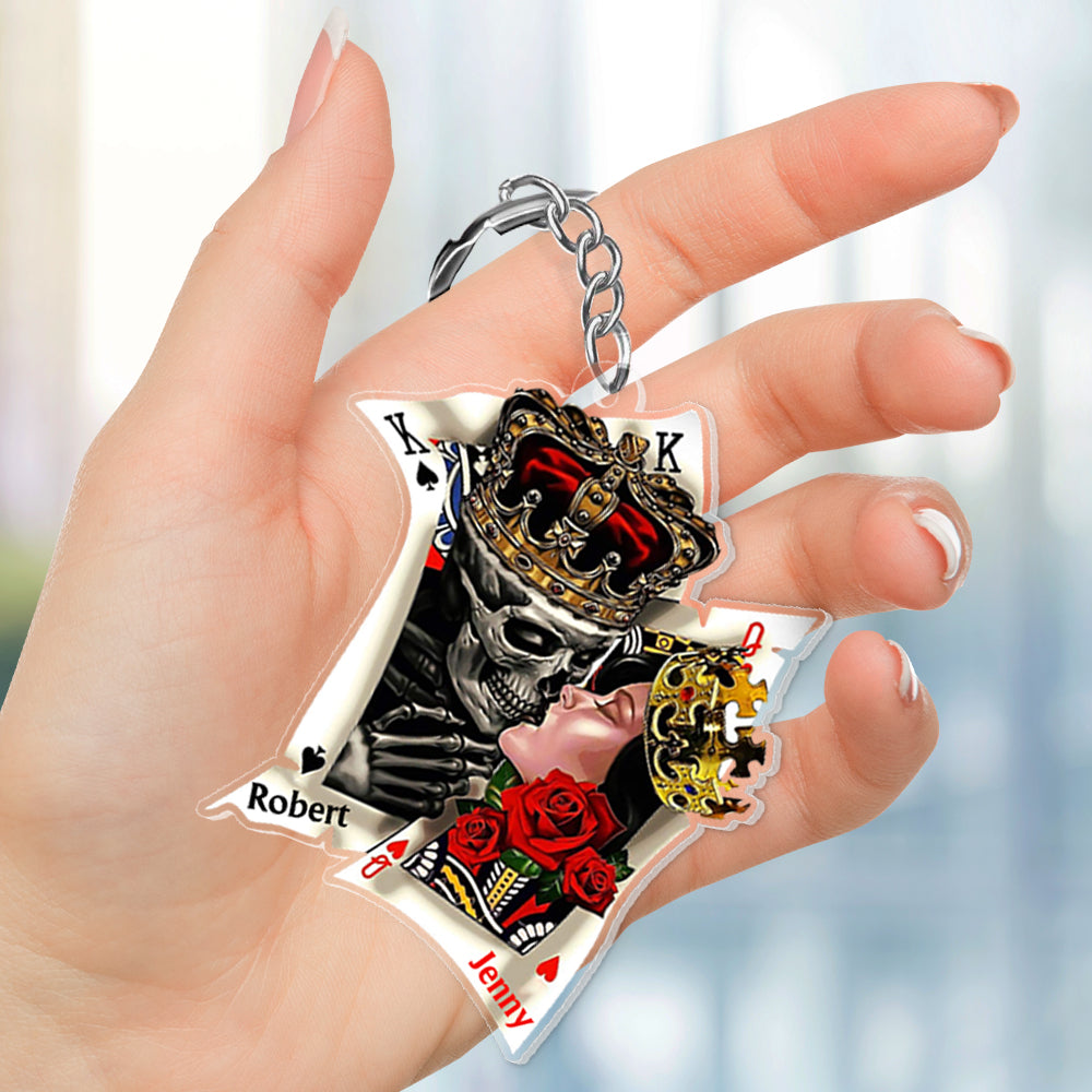 Gift For Couple, Personalized Keychain, King And Queen Skull Couple Keychain 02QHPO050723 - Keychains - GoDuckee