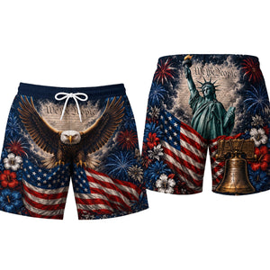 USA Patriotic Men's Beach Shorts - Personalized Gifts For Him 05totn040726 - Beach Shorts - GoDuckee
