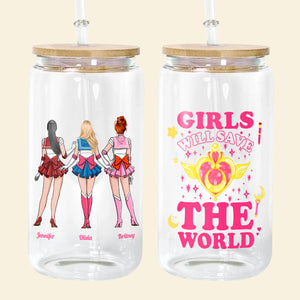 Personalized Gifts For Friends Glass Can Girls Will Save The World 06ACDT170224HH - Drinkware - GoDuckee