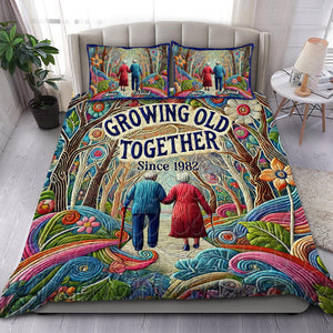 Personalized Gifts For Couple Quilt Bedding Set Special Line 04tgtn090125 Growing Old Together - Blanket - GoDuckee