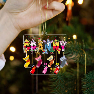 Personalized Gifts For Grandma Cartoon Socks Christmas Ornament 04XQDT251024 - Ornament - GoDuckee