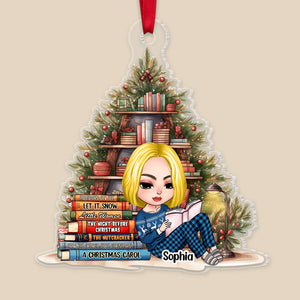Personalized Reading Book Girl Acrylic Ornament, Christmas Gift For Book Lover - Ornament - GoDuckee